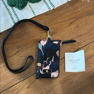Kate Spade Black, Navy, and Pink Floral Wristlet
